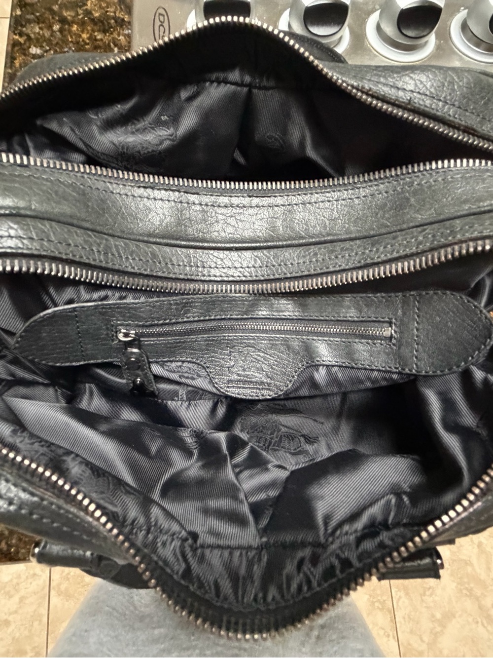 Burberry Black Textured Leather Satchel Handbag - Picture 7 of 8